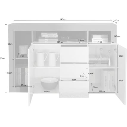 Komoda LENOR kašmír/hnedá