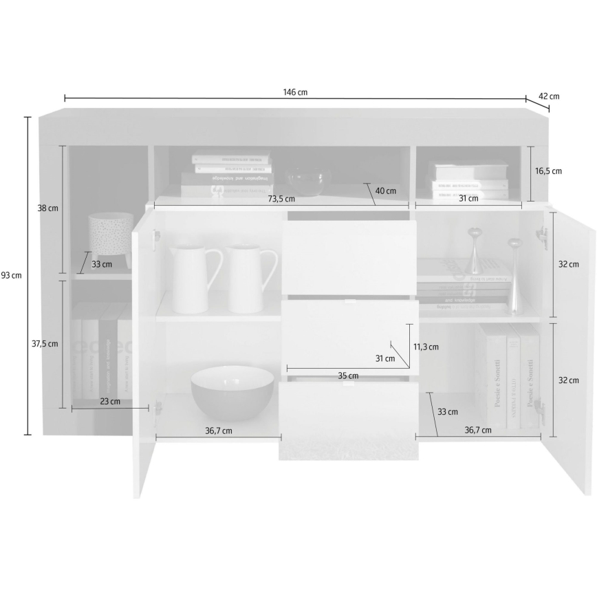 Komoda LENOR kašmír/hnedá