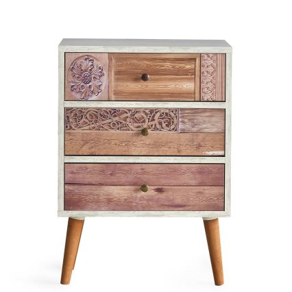 Komoda LIZA 68x50 biela/hnedá