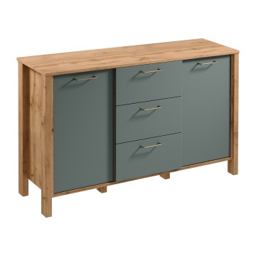 Komoda MENTA 138x81x40 cm dub Wotan/zelená