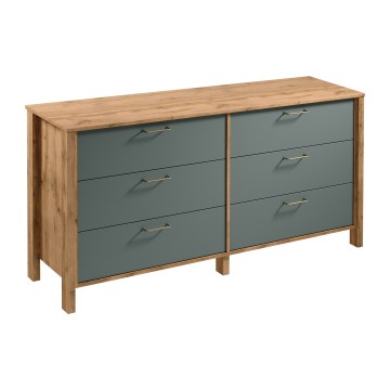 Komoda MENTA 170x81x47 cm dub Wotan/zelená
