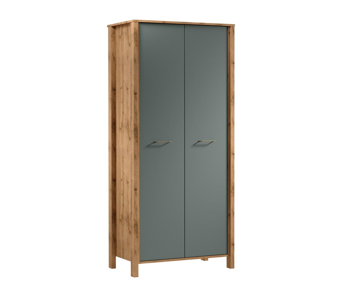 Gala Meble Komoda MENTA 90 × 200 × 53 cm dub Wotan/zelená S19-S2D-ZSM