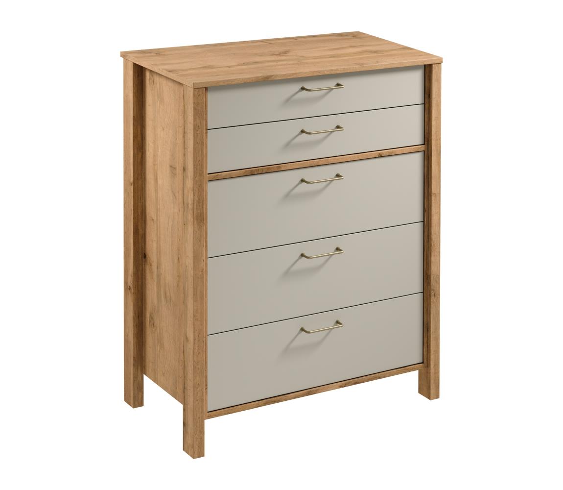 Gala Meble Komoda MENTA 90x108x47 cm dub Wotan/sivá S19-K5S-BSM