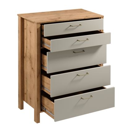 Komoda MENTA 90x108x47 cm dub Wotan/sivá