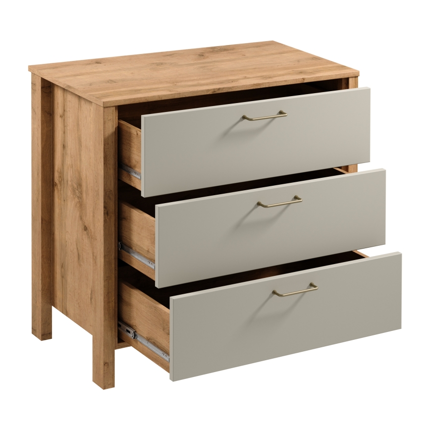 Komoda MENTA 90x81x47 cm dub wotan/sivá