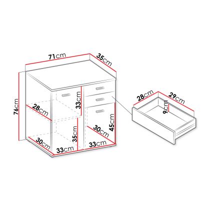 Komoda MIKE 76x71 cm biela