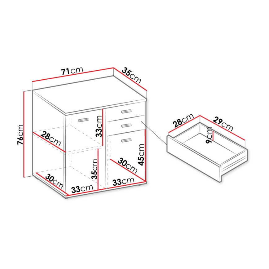 Komoda MIKE 76x71 cm biela