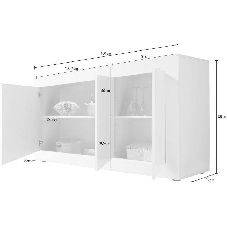 Komoda NERILA biela/hnedá