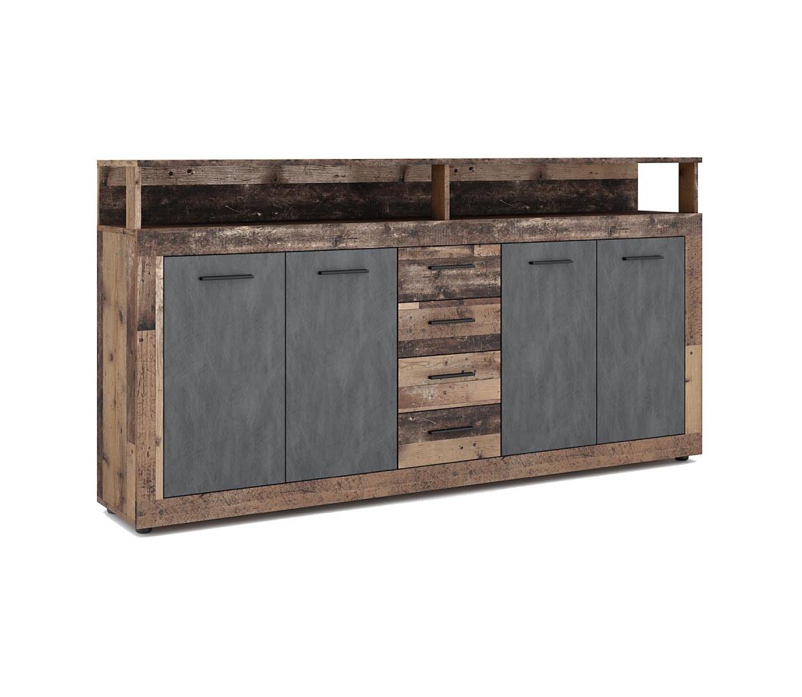 Komoda RUNA 190x96x32 cm tmavohnedá/antracit 5907758727010