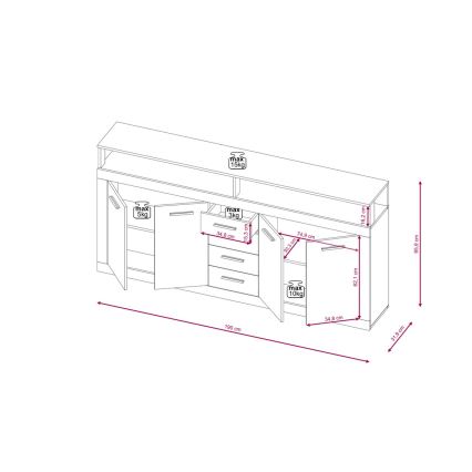 Komoda RUNA svetlohnedá/antracit