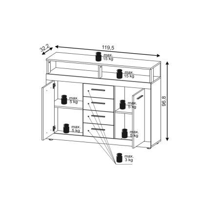 Komoda RUNA tmavohnedá/antracitová