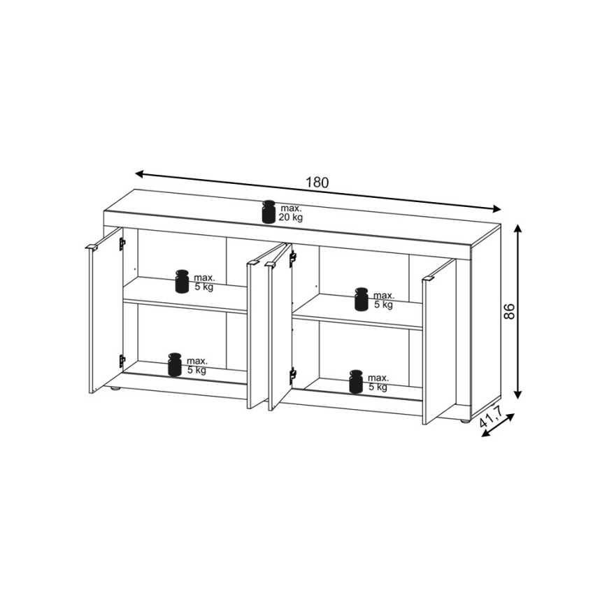Komoda RUNEA temno rjava/antracit