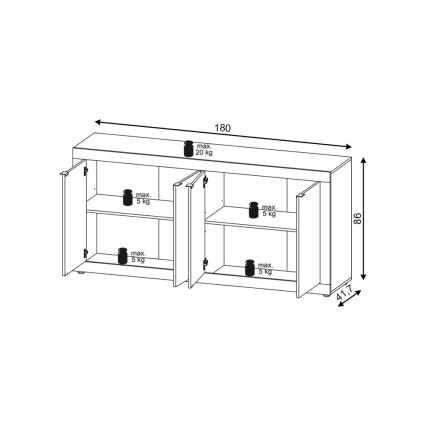 Komoda RUNEA tmavohnedá/antracit