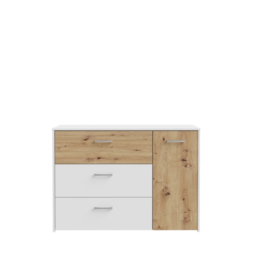 Komoda s zásuvkami URO dub artisan/ biela
