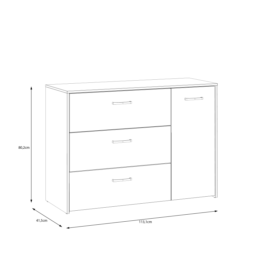 Komoda s zásuvkami URO dub artisan/ biela