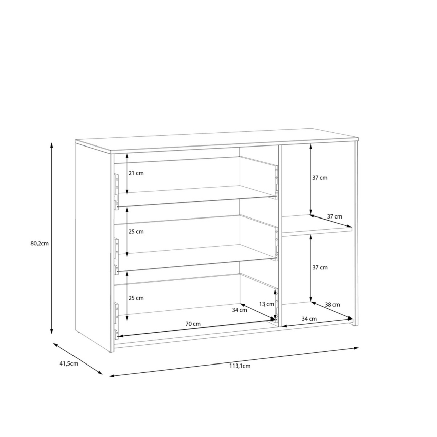 Komoda s zásuvkami URO dub artisan/ biela