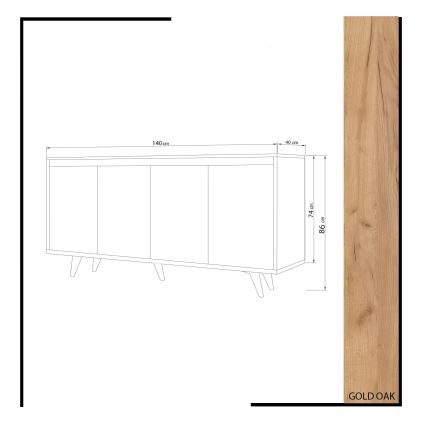 Komoda SHANS 86x140 cm hnedá/biela