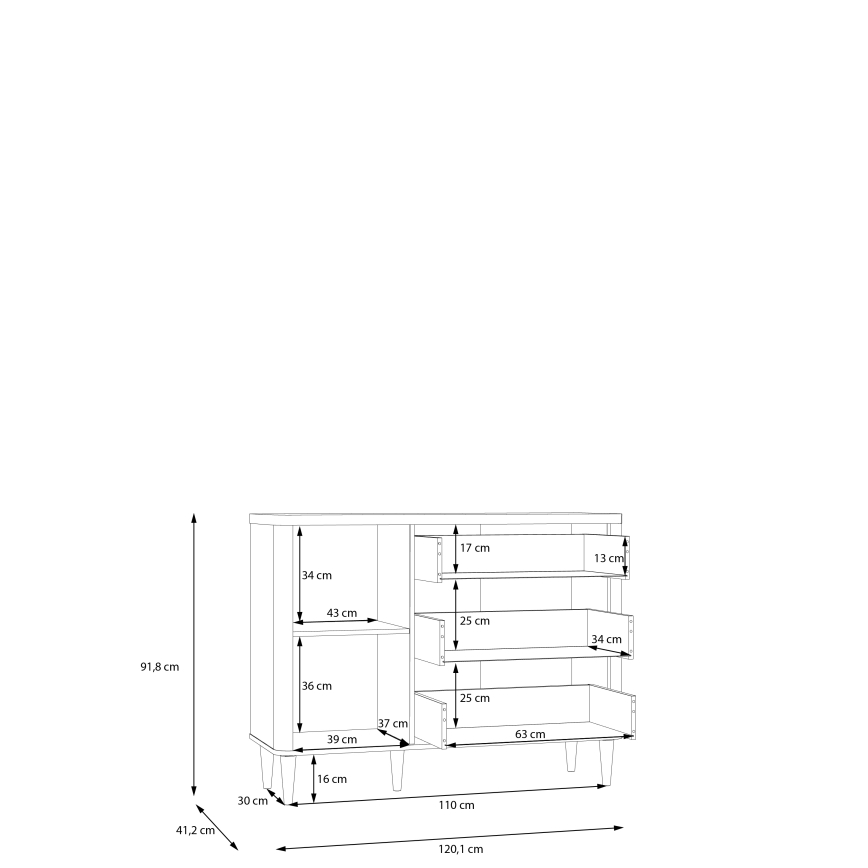 Komoda so zásuvkami VIRO hnedá/béžová