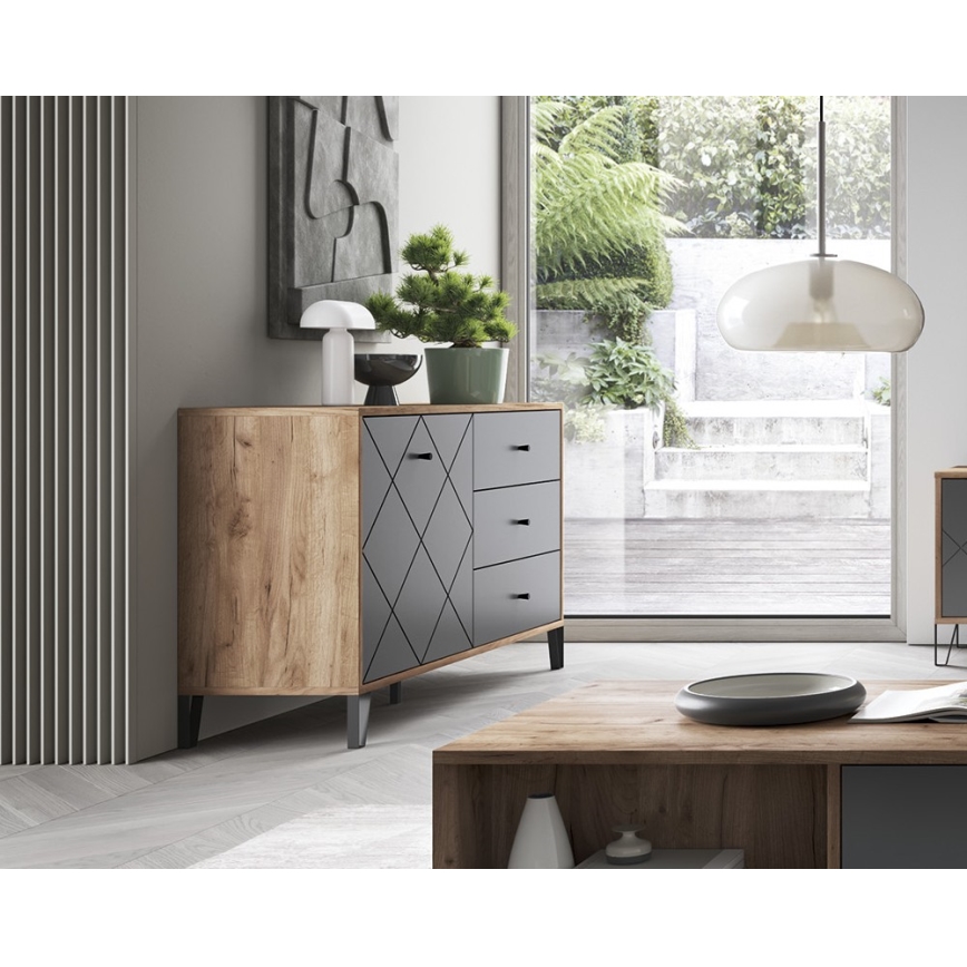 Komoda SULA dub craft/čierna