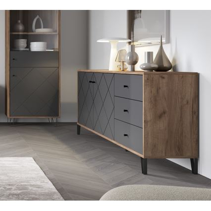 Komoda SULA dub craft/čierna