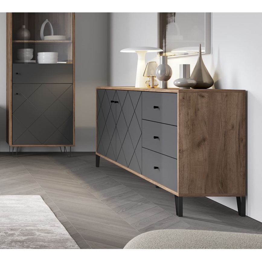 Komoda SULA dub craft/čierna