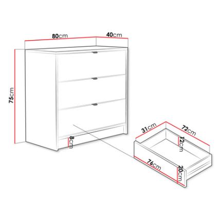 Komoda TIRENO 75x80 cm biela