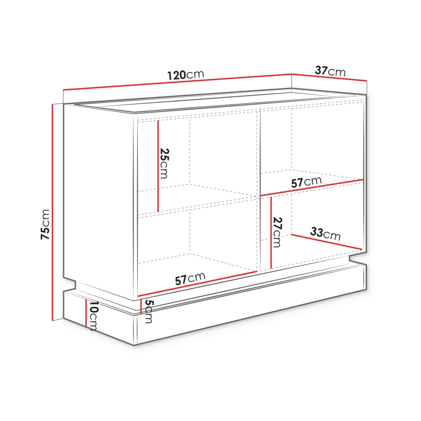 Komoda ZARPANT 75x120 cm béžová/dub Cremona