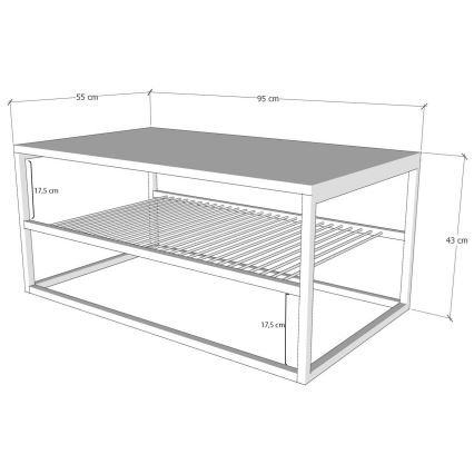 Konferenčný stolík ASUDE 43x95 cm čierna/biela