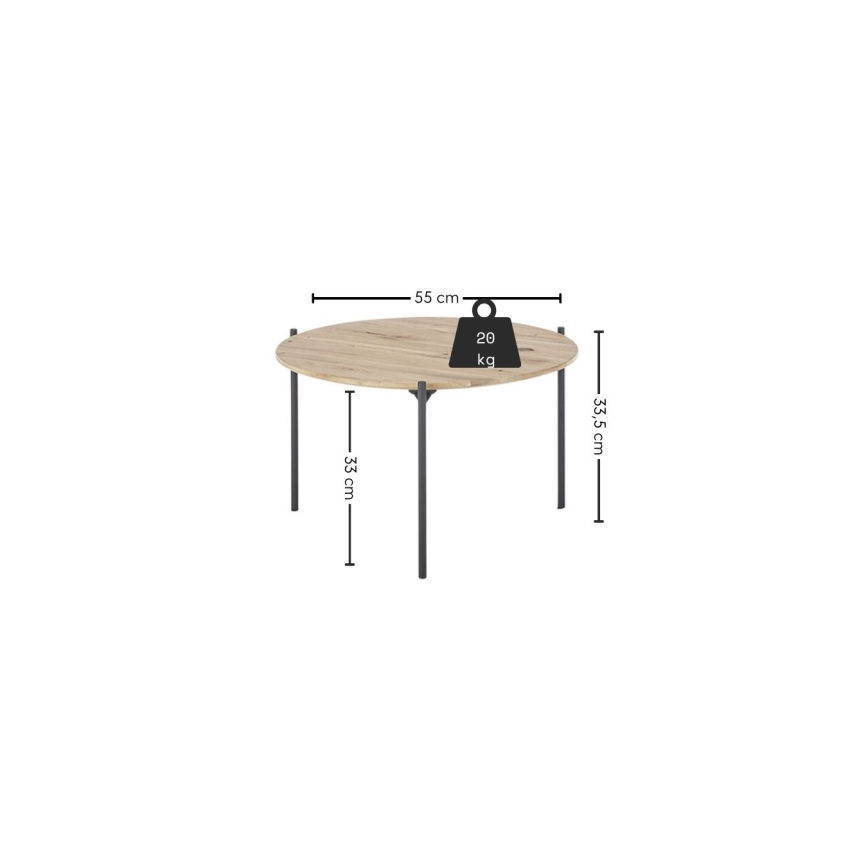Konferenčný stolík AURA, priemer 55 cm, dub/antracit