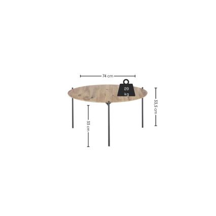 Konferenčný stolík AURA, priemer 74 cm, dub/antracit
