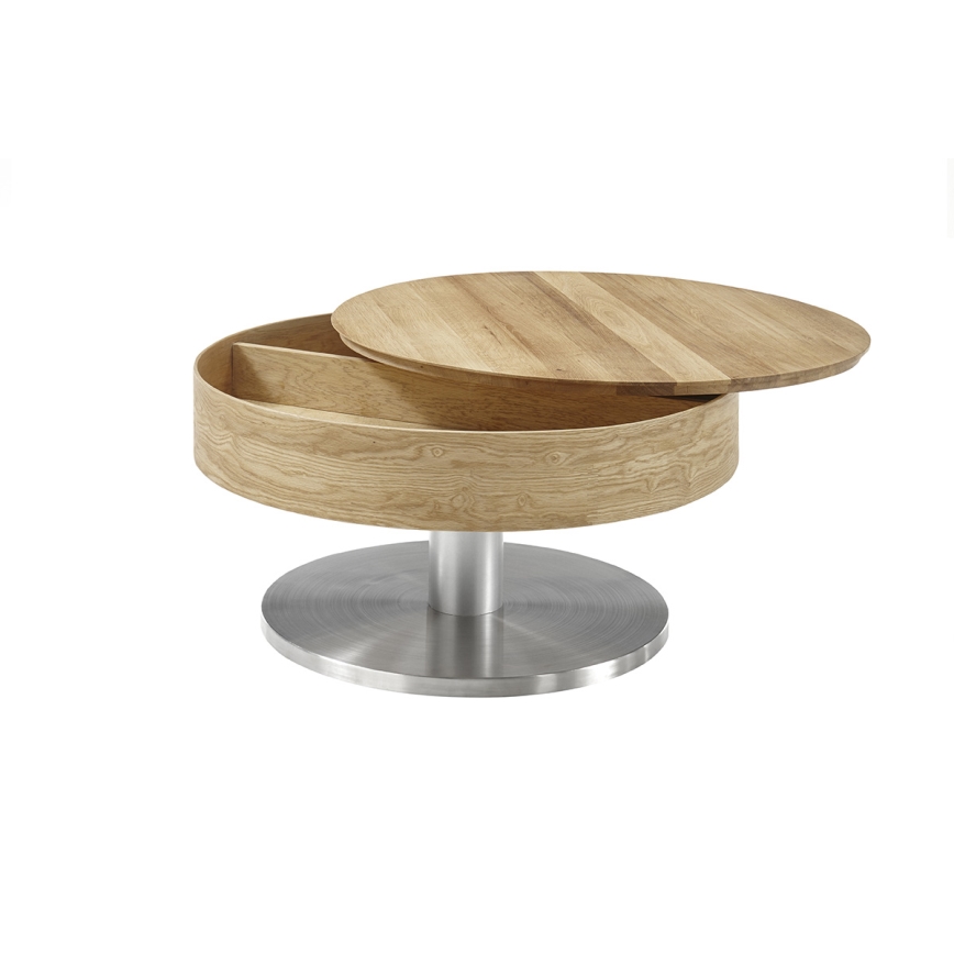 Konferenčný stolík BLOCK pr. 79 cm dub/strieborný
