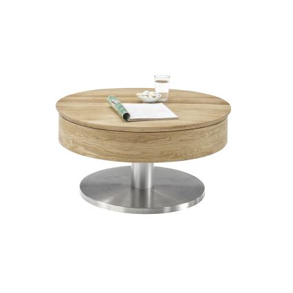 Konferenčný stolík BLOCK pr. 79 cm dub/strieborný
