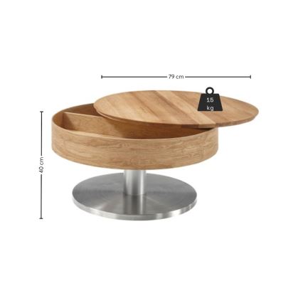 Konferenčný stolík BLOCK pr. 79 cm dub/strieborný