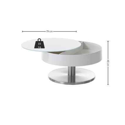 Konferenčný stolík BLOCK priemer 79 cm biela/strieborná