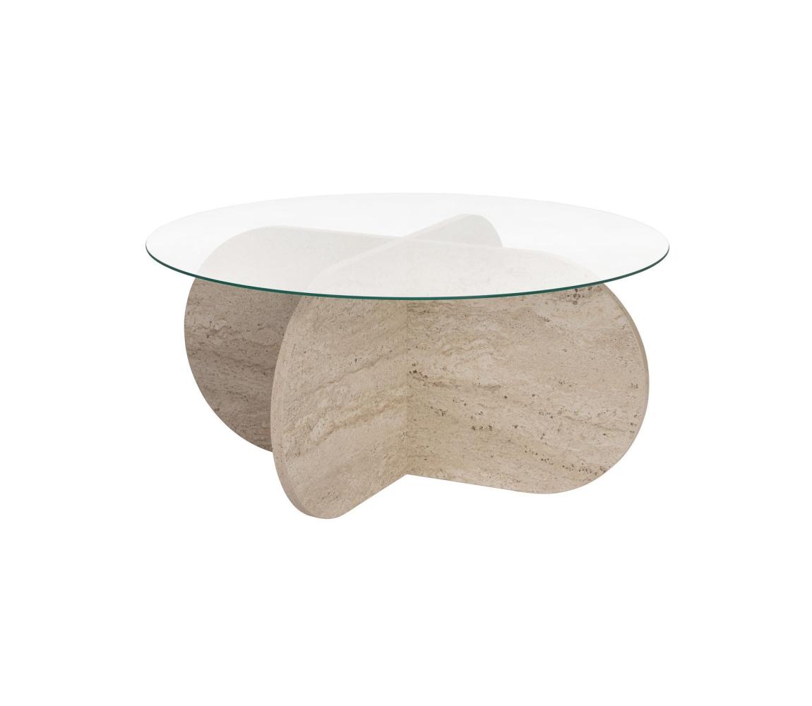 Konferenčný stolík BUBBLE, priemer 75 cm, béžová/číra 668NRD1106