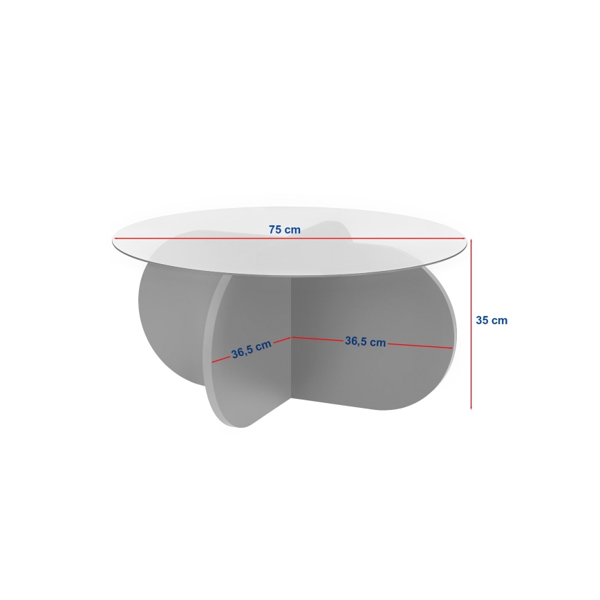 Konferenčný stolík BUBBLE, priemer 75 cm, béžová/číra
