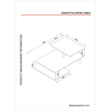 Konferenčný stolík CONCETTA 40x90 cm biela