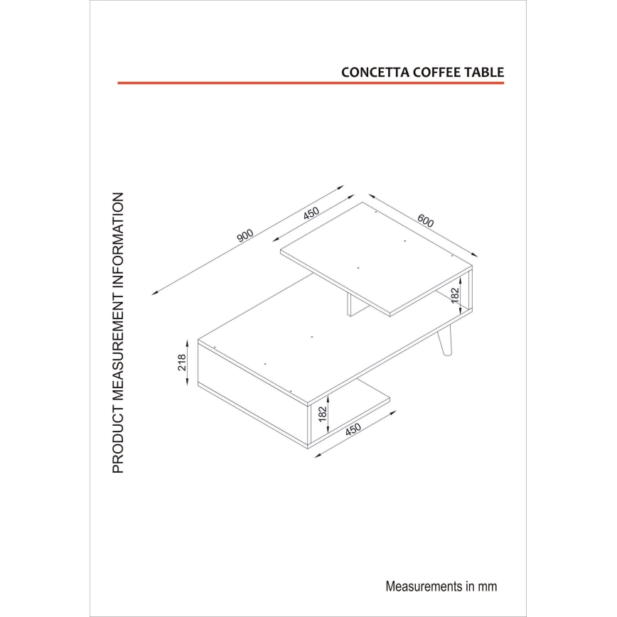 Konferenčný stolík CONCETTA 40x90 cm biela