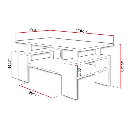 Konferenčný stolík CUBE 50x110 cm biela