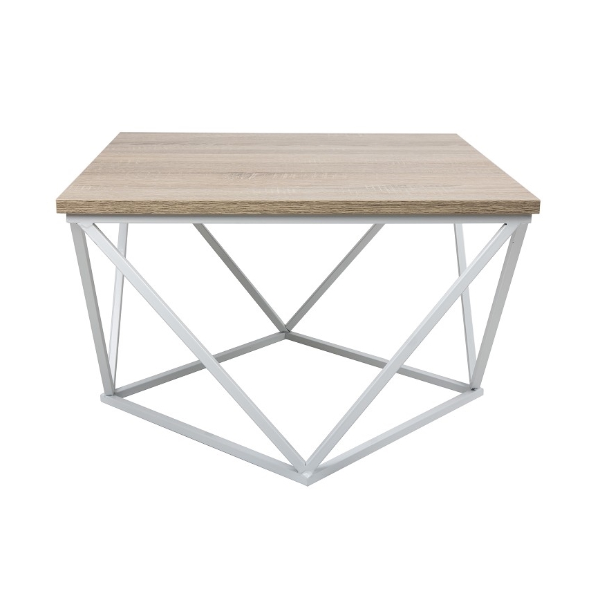 Konferenčný stolík CURVED 62x62 cm biela/hnedá