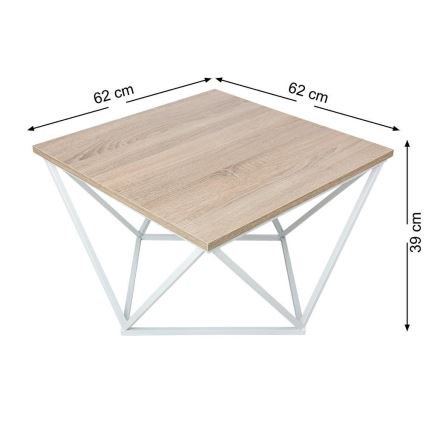 Konferenčný stolík CURVED 62x62 cm biela/hnedá