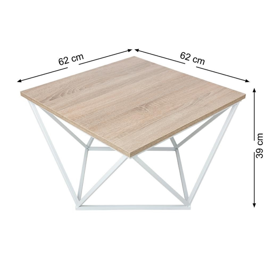 Konferenčný stolík CURVED 62x62 cm biela/hnedá