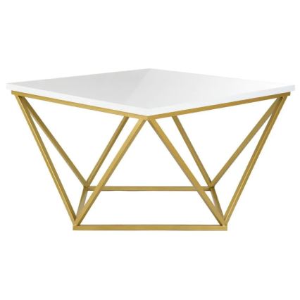 Konferenčný stolík CURVED 62x62 cm mosadz/biela