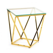 Konferenčný stolík DIAMANTA 50x50 cm zlatá/číra