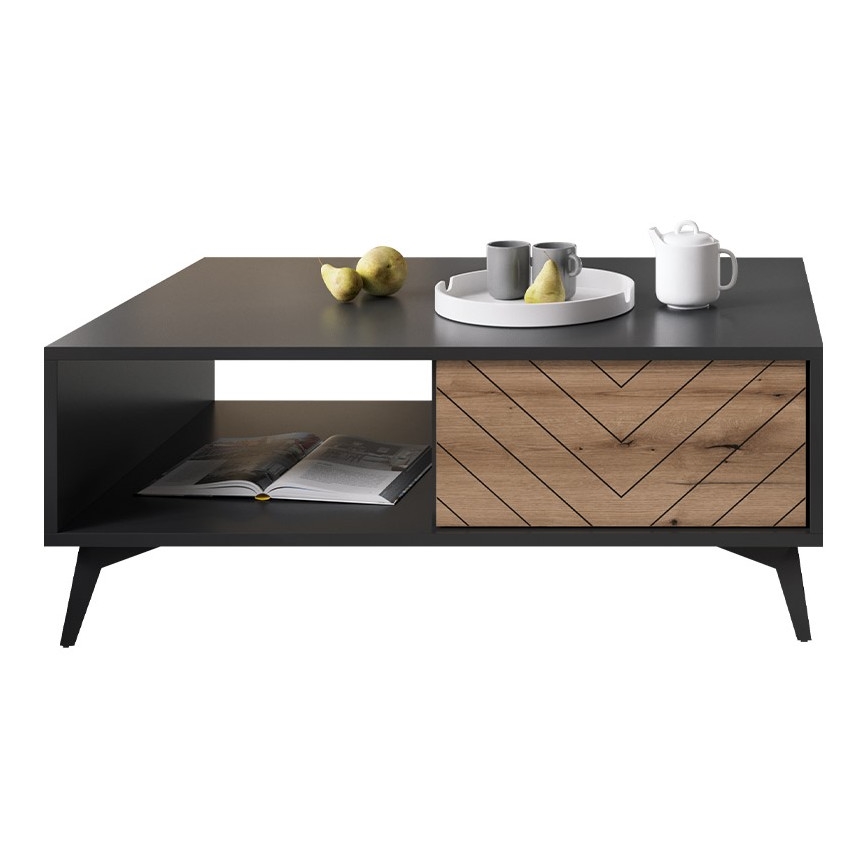 Konferenčný stolík DIAMOND 40x104 cm čierna/dub evoke
