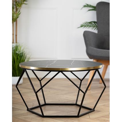 Konferenčný stolík DIAMOND 40x70 cm čierna/zlatá