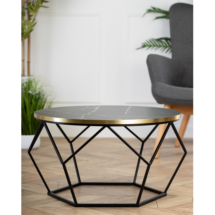 Konferenčný stolík DIAMOND 40x70 cm čierna/zlatá