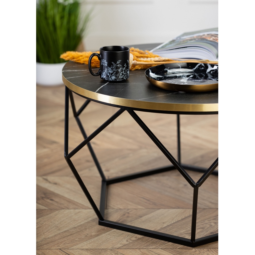 Konferenčný stolík DIAMOND 40x70 cm čierna/zlatá