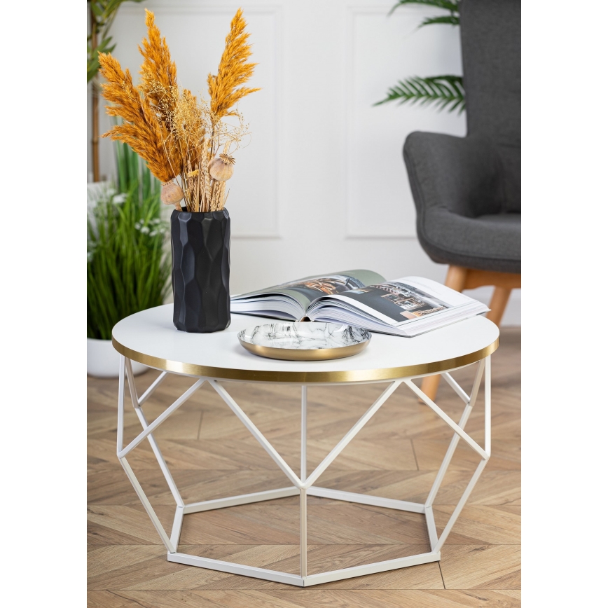 Konferenčný stolík DIAMOND 40x70 cm zlatá/biela