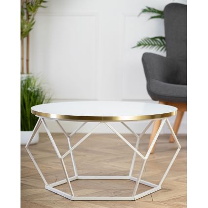 Konferenčný stolík DIAMOND 40x70 cm zlatá/biela